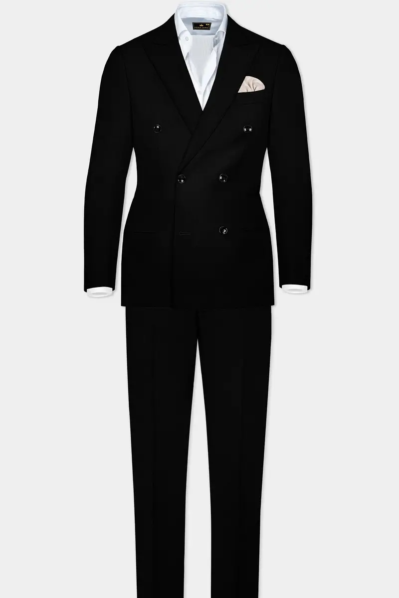 Jade Black Stretchable Subtle Sheen Double Breasted Blazer 9