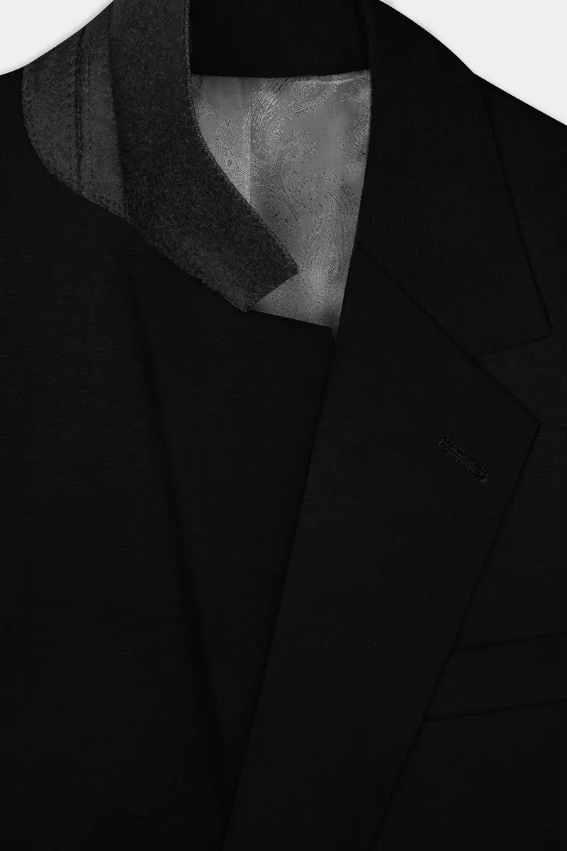 Jade Black Stretchable Subtle Sheen Single Breasted Suit 11