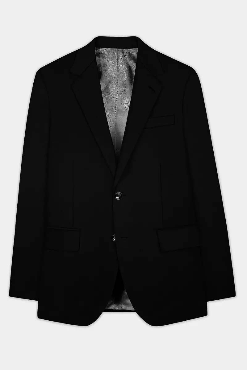 Jade Black Stretchable Subtle Sheen Single Breasted Suit 14