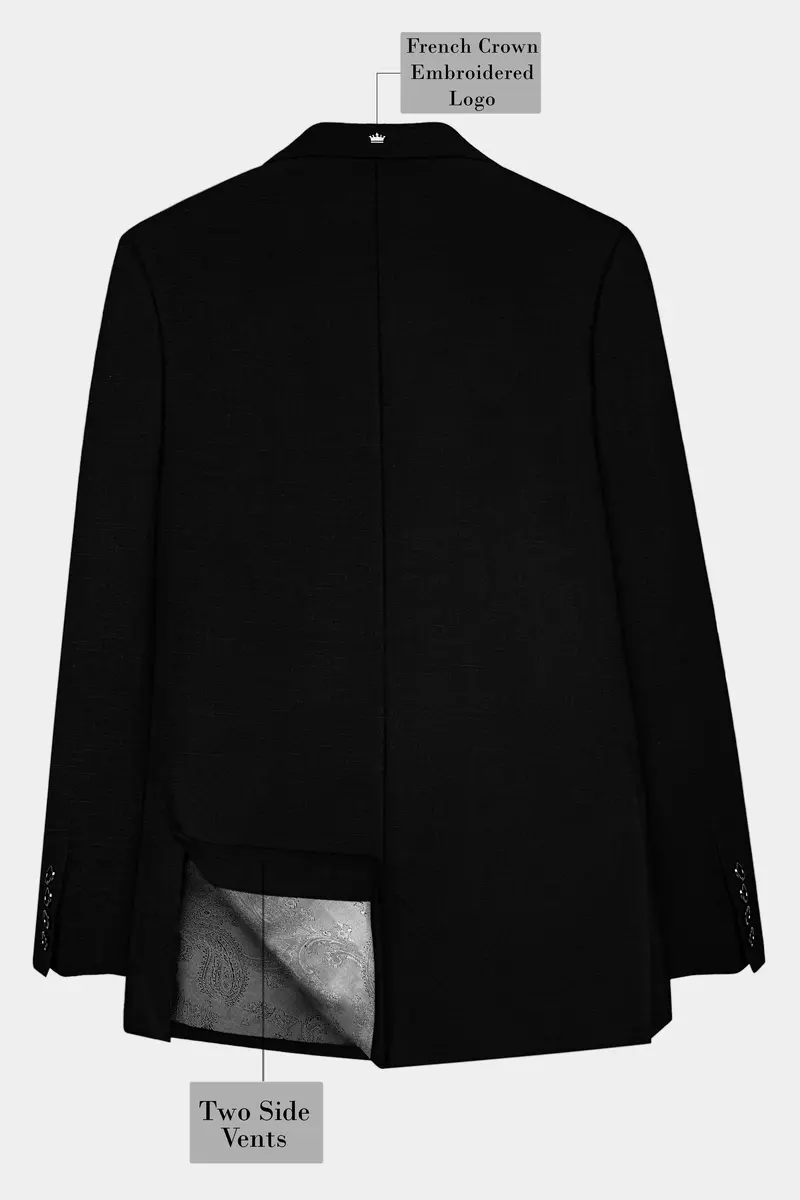 Jade Black Stretchable Subtle Sheen Single Breasted Suit 15