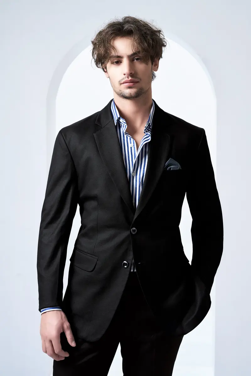 Jade Black Stretchable Subtle Sheen Single Breasted Suit 2