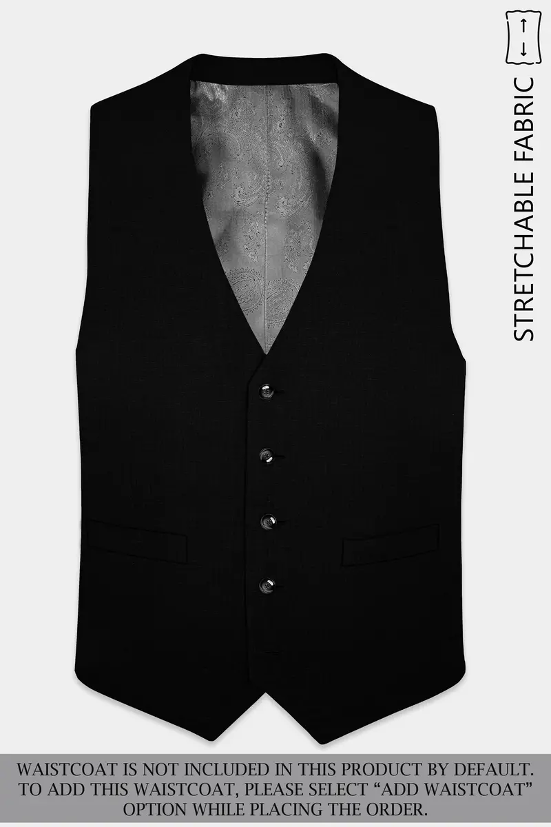Jade Black Stretchable Subtle Sheen Single Breasted Suit 22