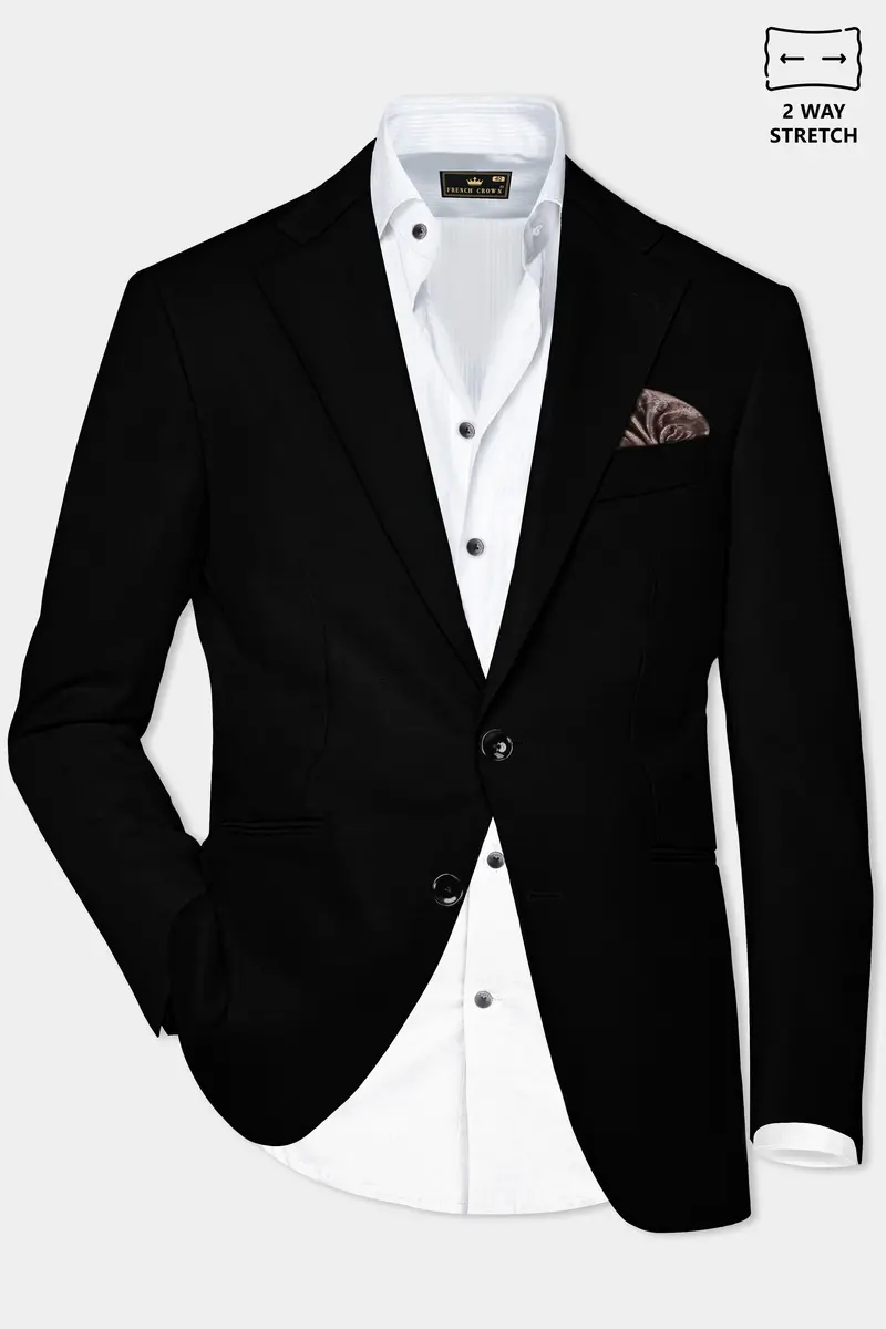 Jade Black Stretchable Subtle Sheen Suit 10