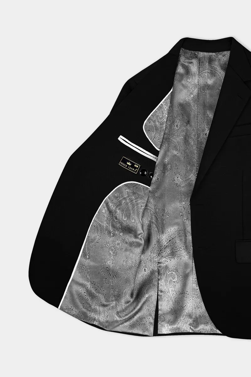 Jade Black Stretchable Subtle Sheen Suit 6