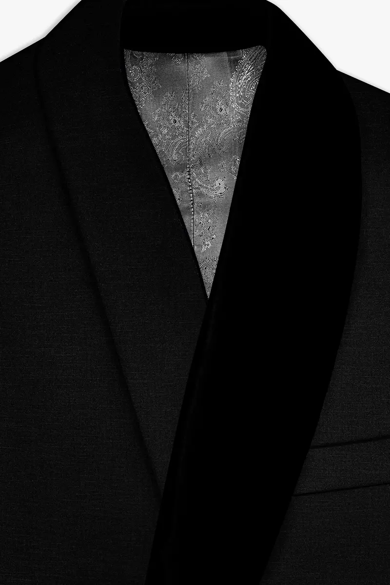 Jade Black Stretchable Subtle Sheen Tuxedo Blazer 4