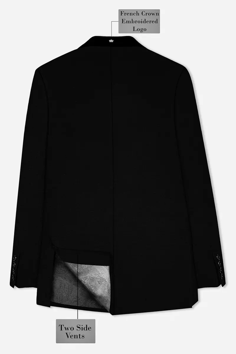 Jade Black Stretchable Subtle Sheen Tuxedo Blazer 8