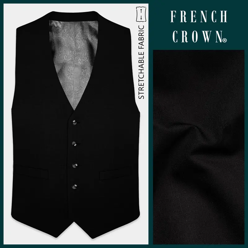 Jade Black Stretchable Subtle Sheen Waistcoat 1