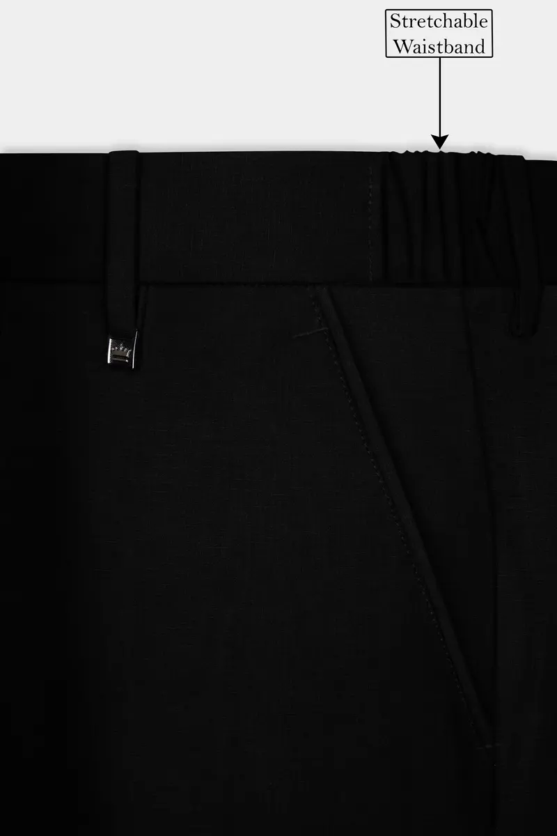 Jade Black Stretchable Subtle Sheen With Blue Lapel Tuxedo Suit 15