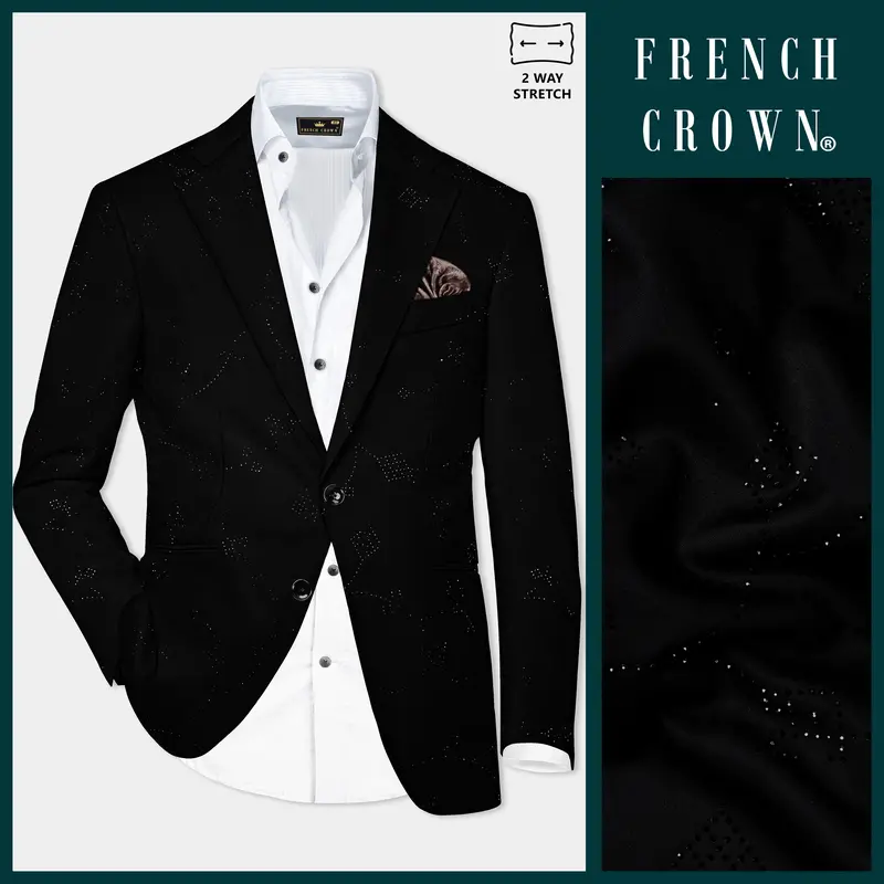 Jade Black Stretchable Tikki Work Wool Rich Designer Blazer 1