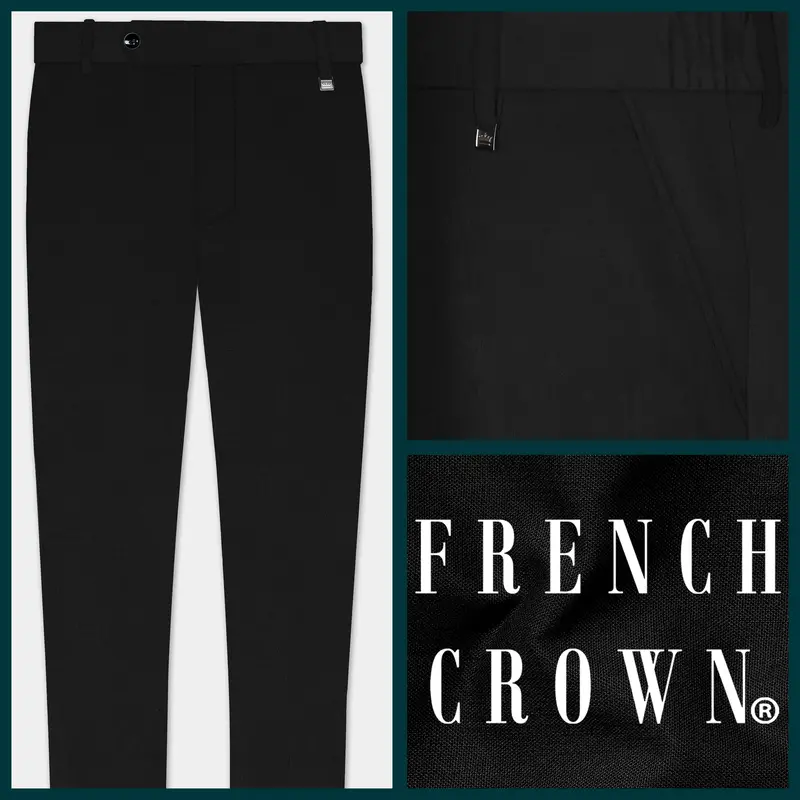Jade Black Stretchable Waistband Luxurious Linen Traveler Pants 1