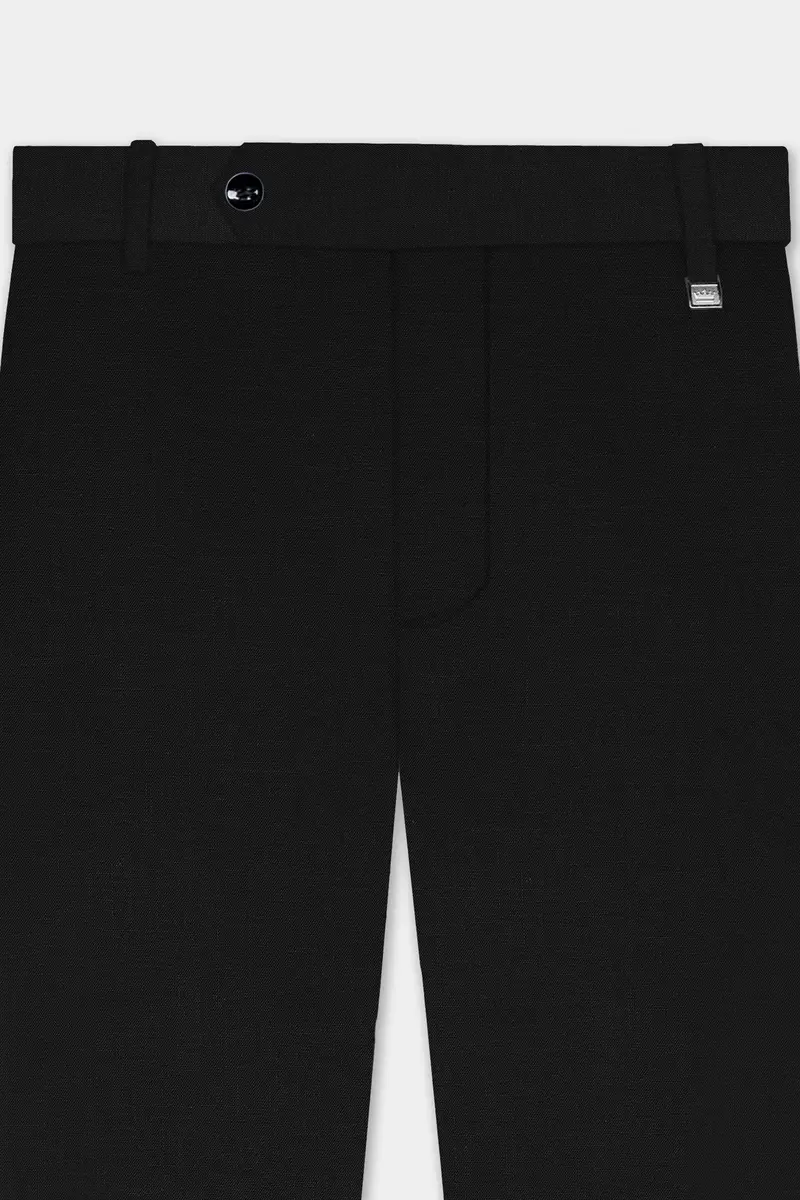 Jade Black Stretchable Waistband Luxurious Linen Traveler Pants 4