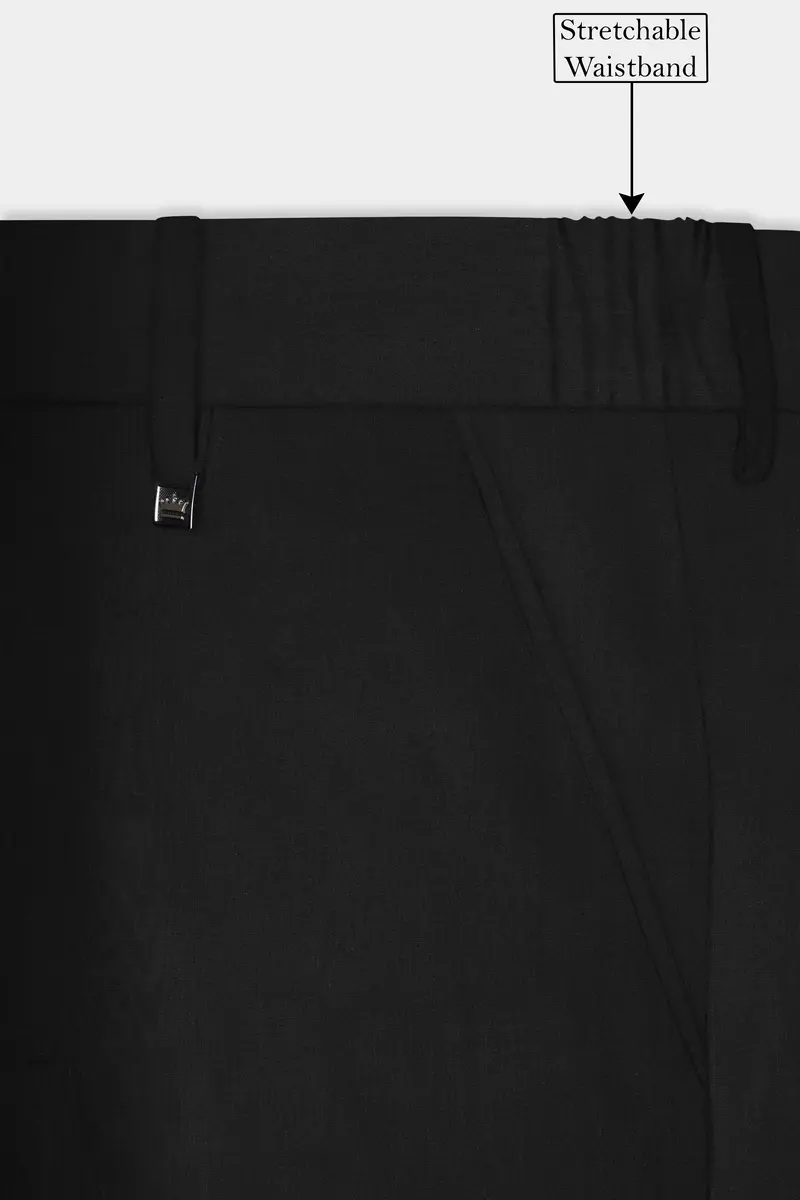 Jade Black Stretchable Waistband Luxurious Linen Traveler Pants 6