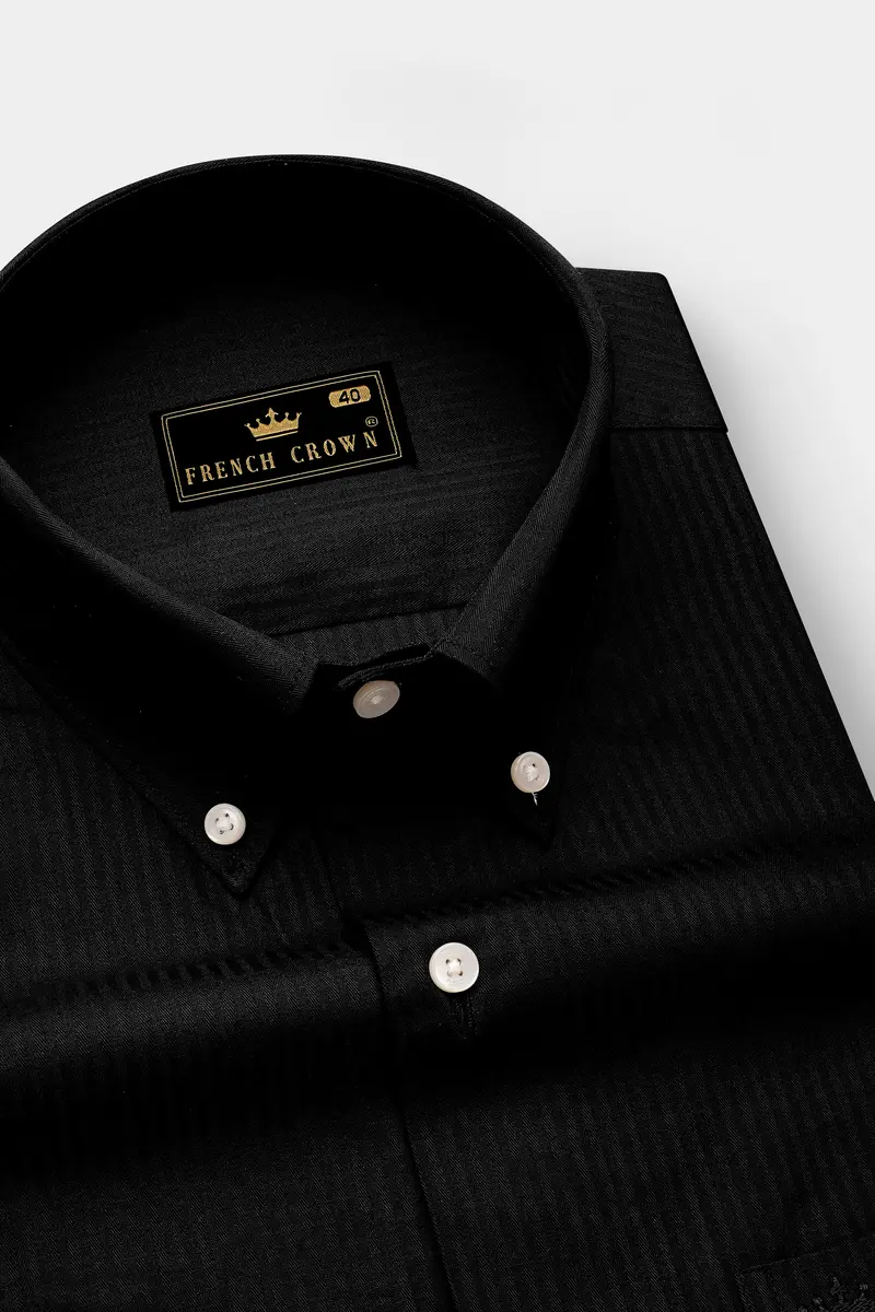 Jade Black Striped Dobby Cotton Shirt 2