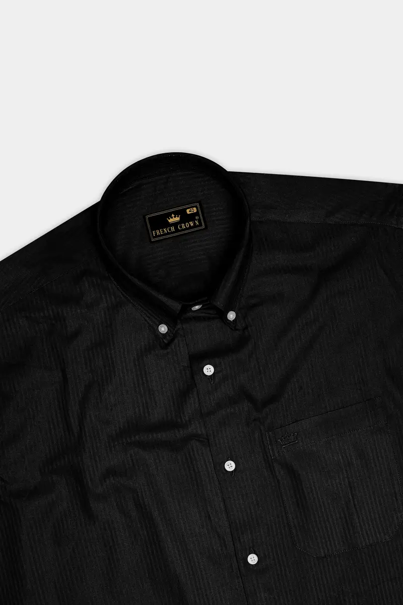 Jade Black Striped Dobby Cotton Shirt 5