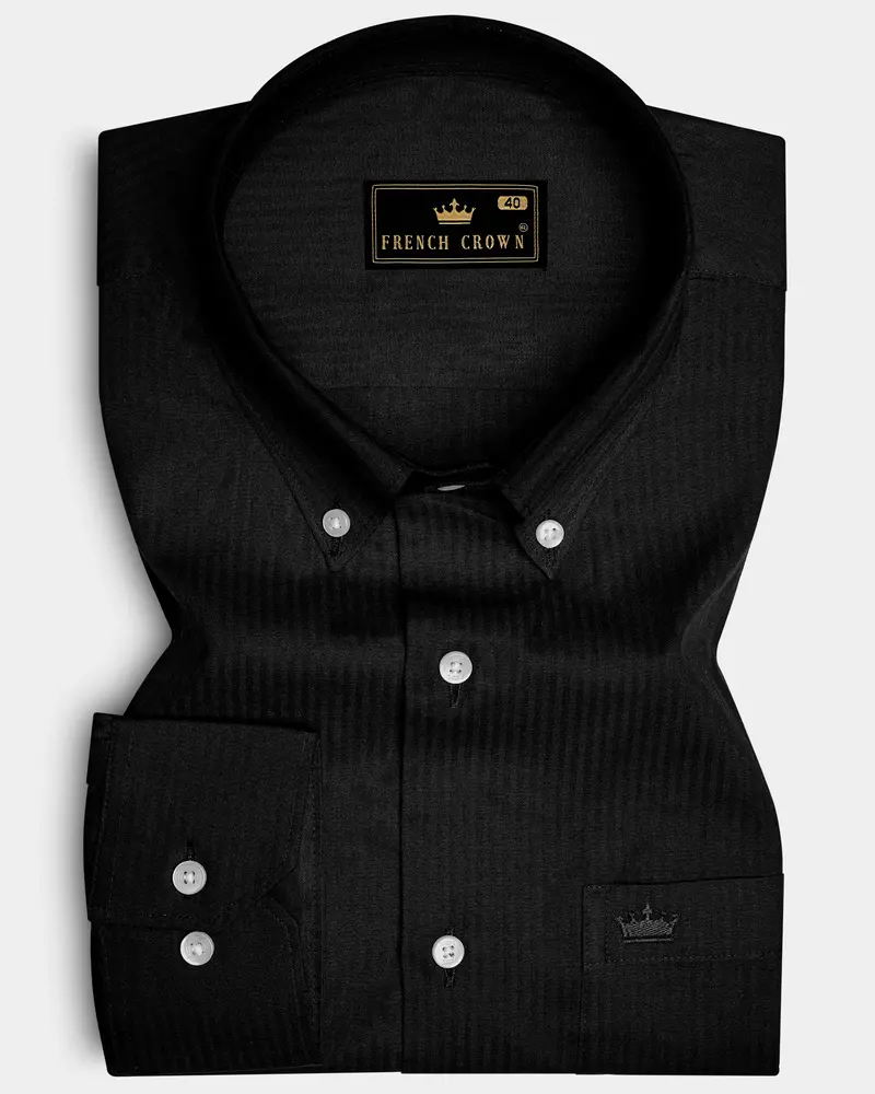 Jade Black Striped Dobby Cotton Shirt 6