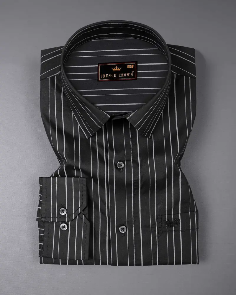 Jade Black Striped Super Soft Premium Cotton Shirt 3