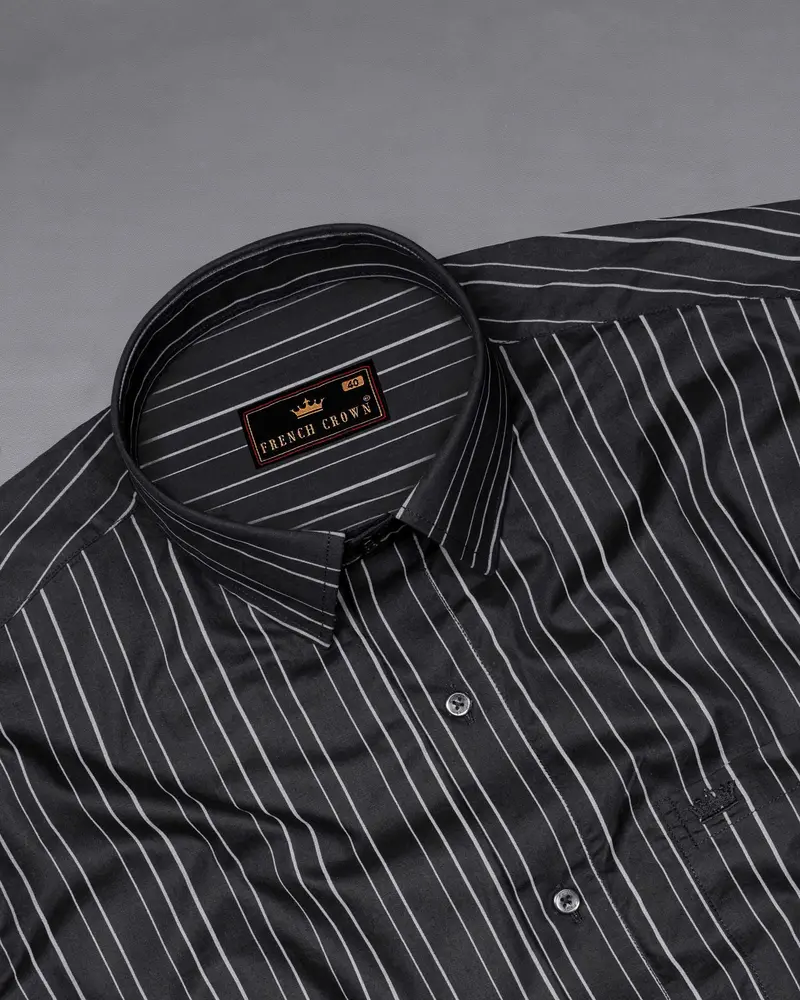 Jade Black Striped Super Soft Premium Cotton Shirt 4