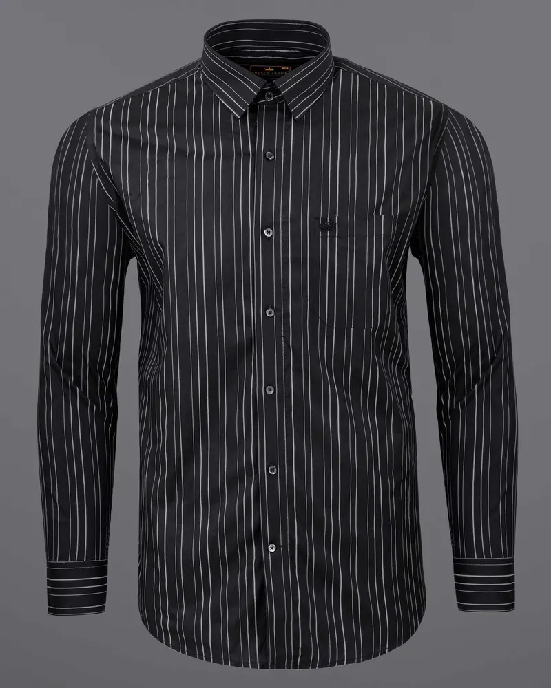 Jade Black Striped Super Soft Premium Cotton Shirt 5