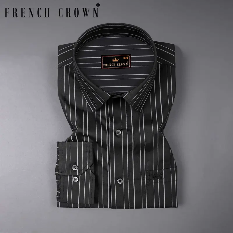 Jade Black Striped Super Soft Premium Cotton Shirt 8