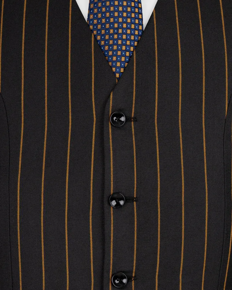 Jade Black Striped Wool Rich Waistcoat 5