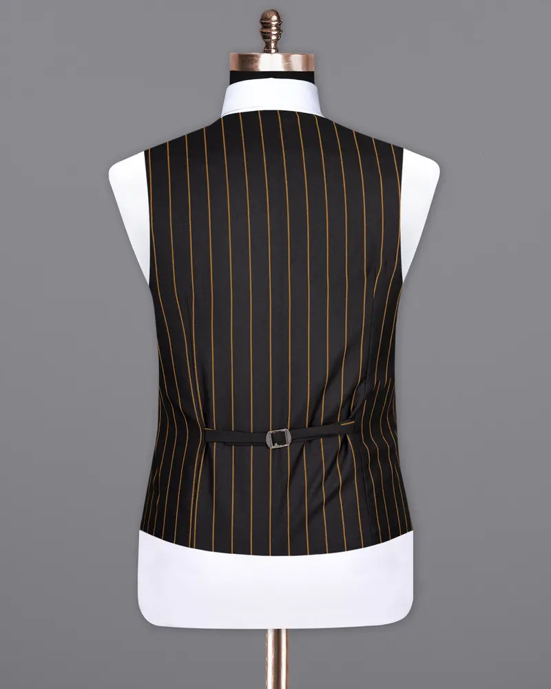Jade Black Striped Wool Rich Waistcoat 6