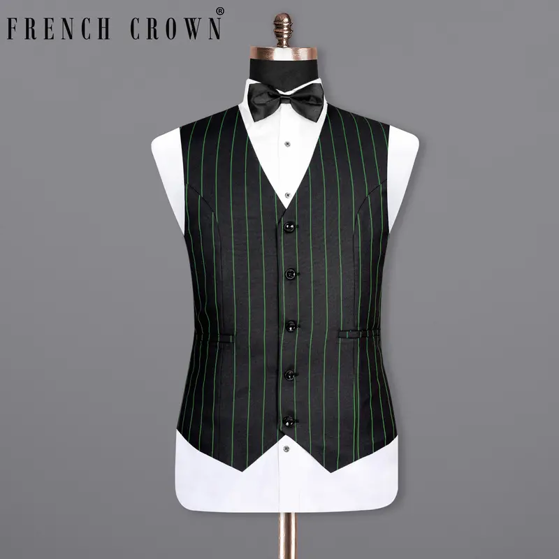 Jade Black Striped Woolrich Waistcoat 1