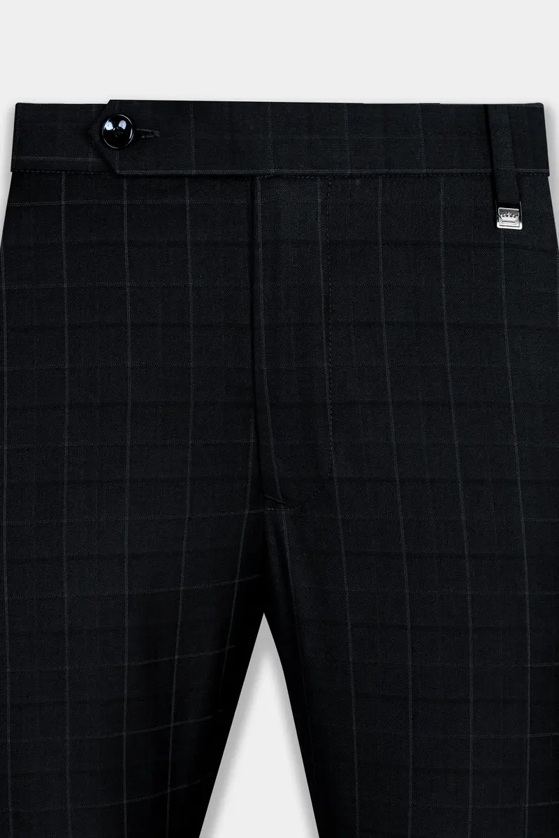 Jade Black Subtle Checkered Wool Rich Suit 10