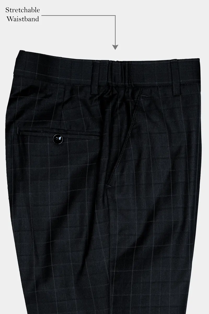 Jade Black Subtle Checkered Wool Rich Suit 11