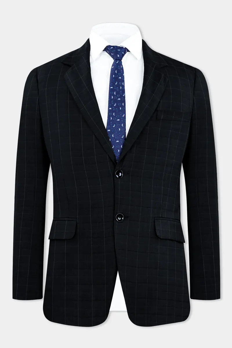 Jade Black Subtle Checkered Wool Rich Suit 7