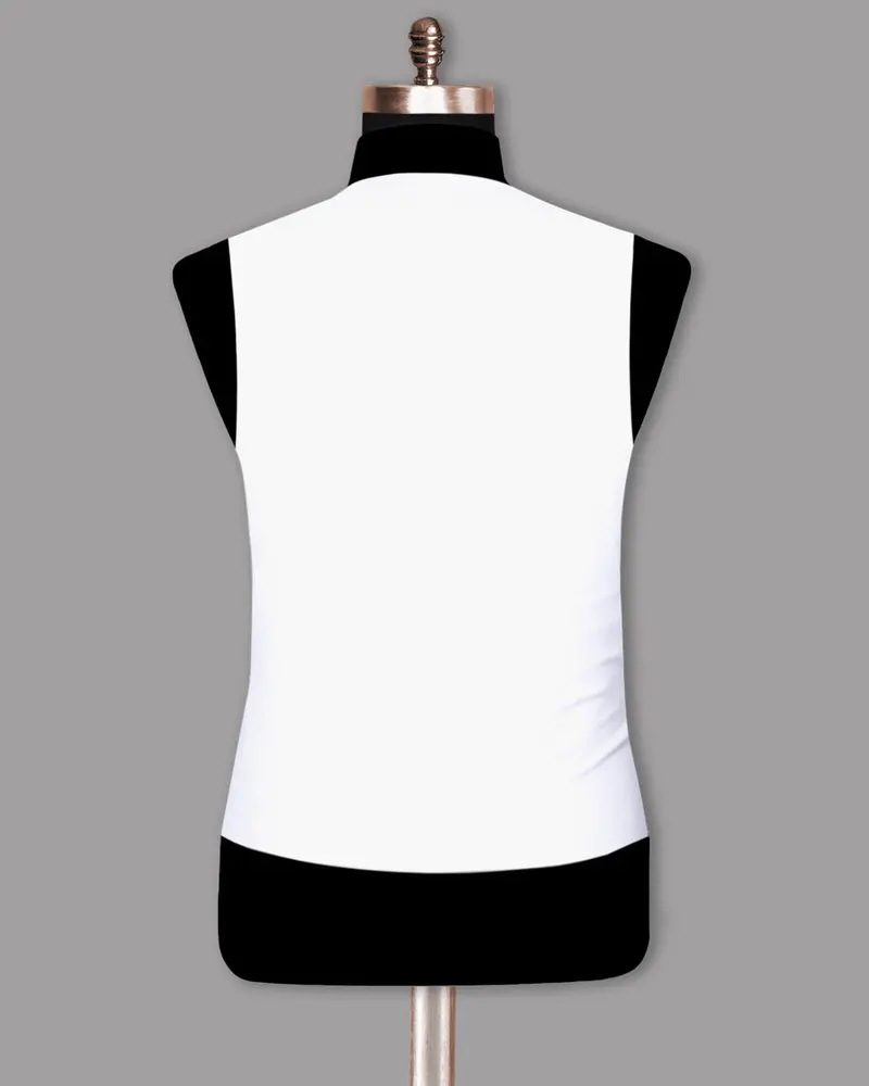 Jade Black Subtle Sheen And Bright White Reversible Waistcoat 10