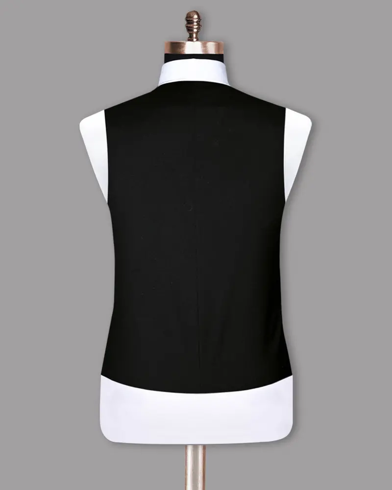Jade Black Subtle Sheen And Bright White Reversible Waistcoat 11