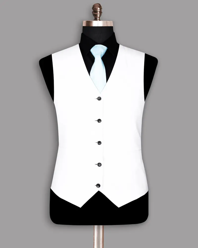 Jade Black Subtle Sheen And Bright White Reversible Waistcoat 6