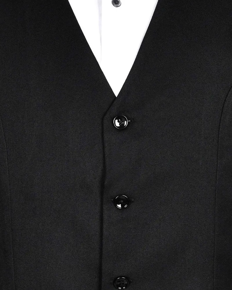 Jade Black Subtle Sheen And Bright White Reversible Waistcoat 9