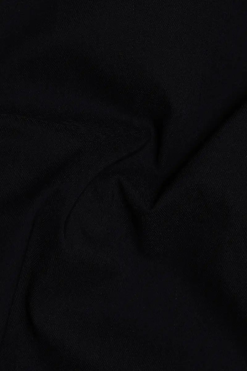 Jade Black Subtle Sheen Snake Pleated Super Soft Premium Cotton Tuxedo Shirt 3