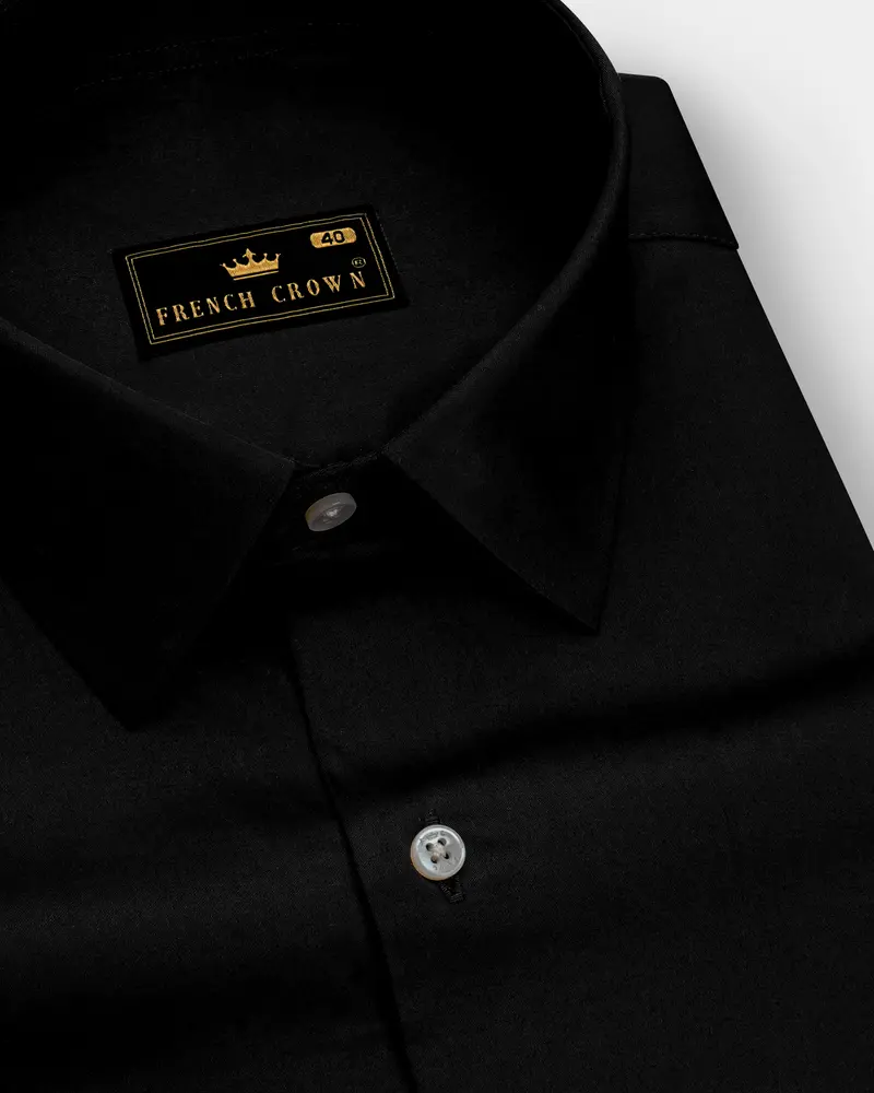 Jade Black Subtle Sheen Super Soft Premium Cotton Shirt 1