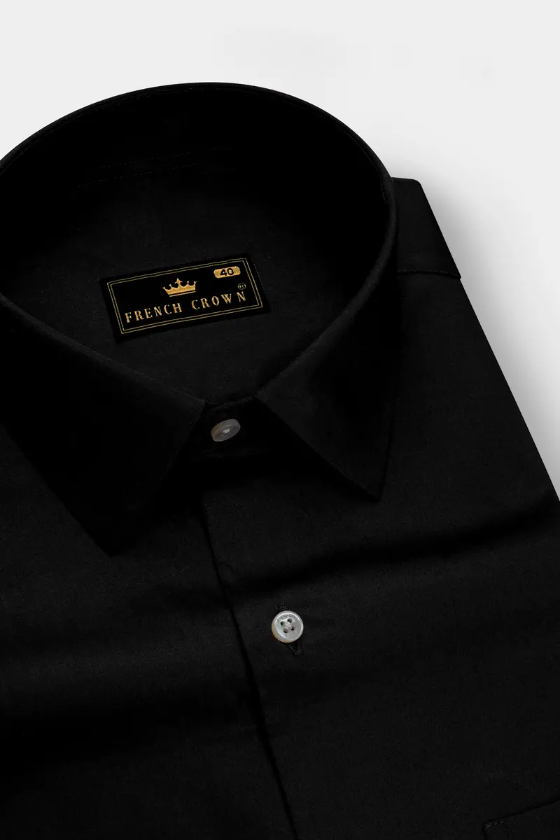 Jade Black Subtle Sheen Super Soft Premium Cotton Shirt 2