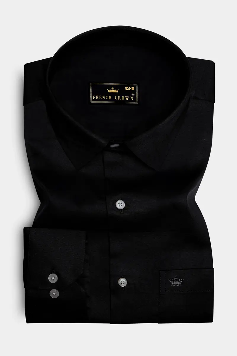 Jade Black Subtle Sheen Super Soft Premium Cotton Shirt 4