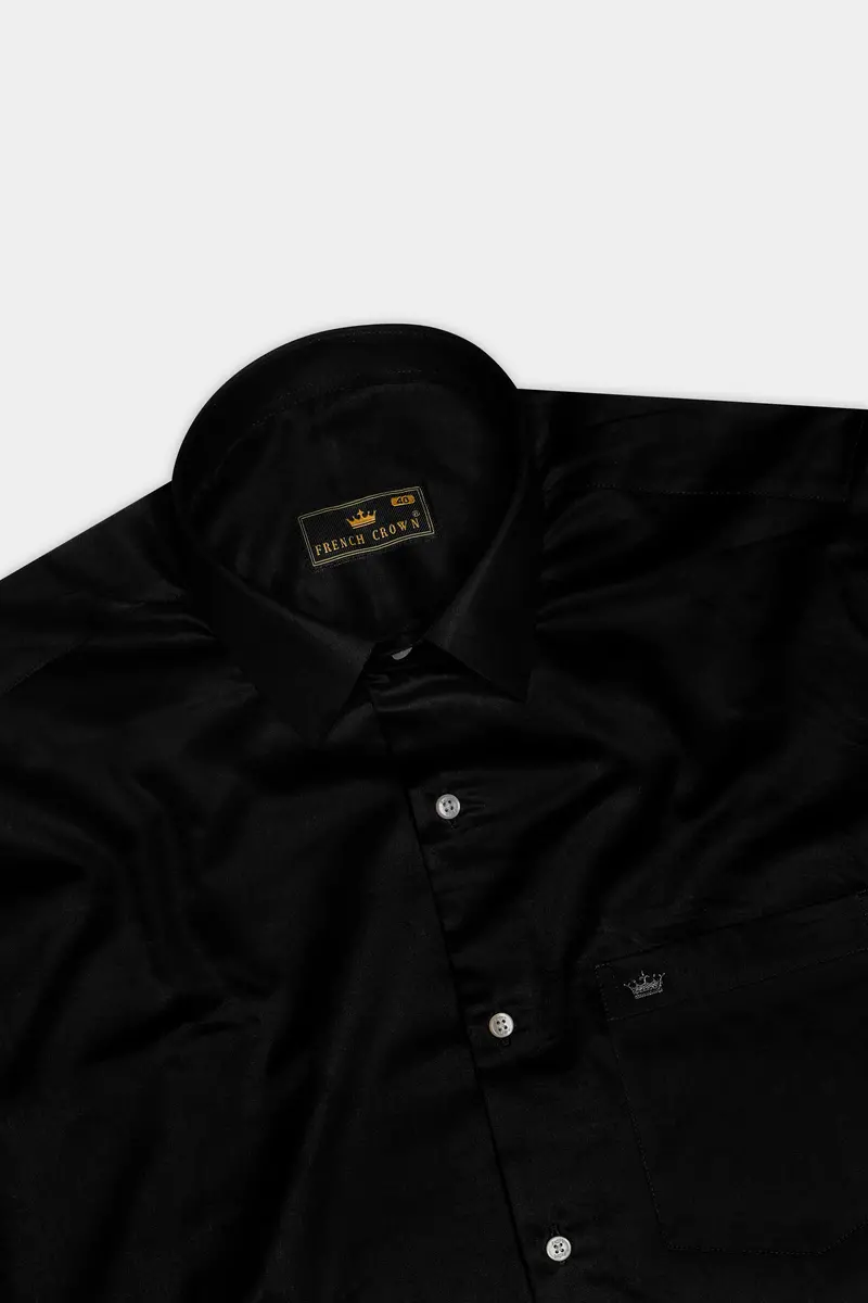 Jade Black Subtle Sheen Super Soft Premium Cotton Shirt 5
