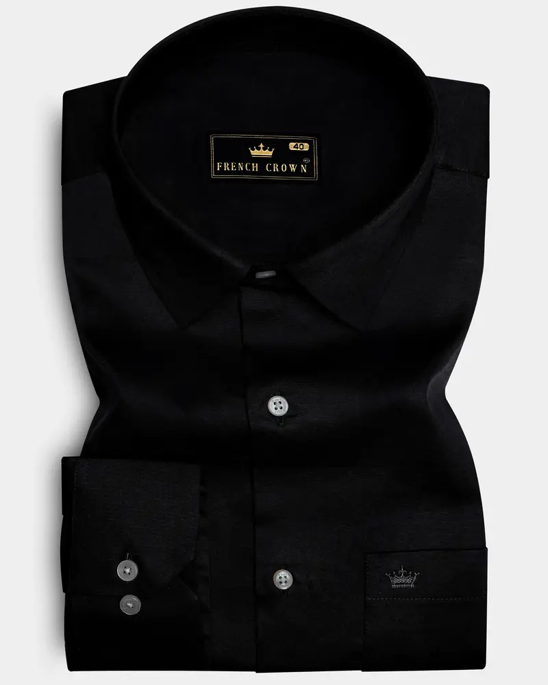 Jade Black Subtle Sheen Super Soft Premium Cotton Shirt 6