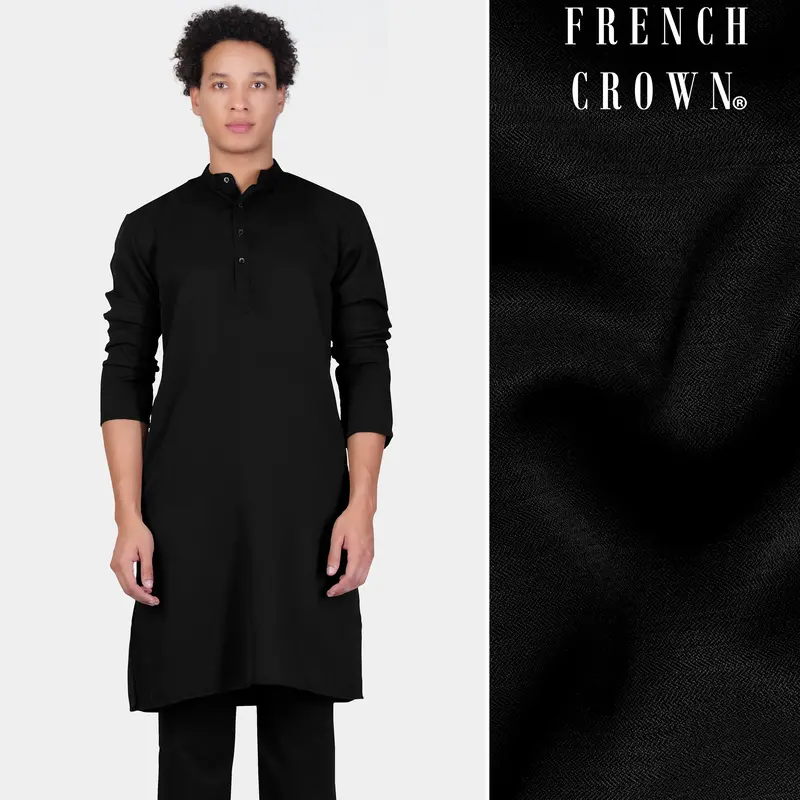 Jade Black Subtle Sheen Viscose Kurta 1