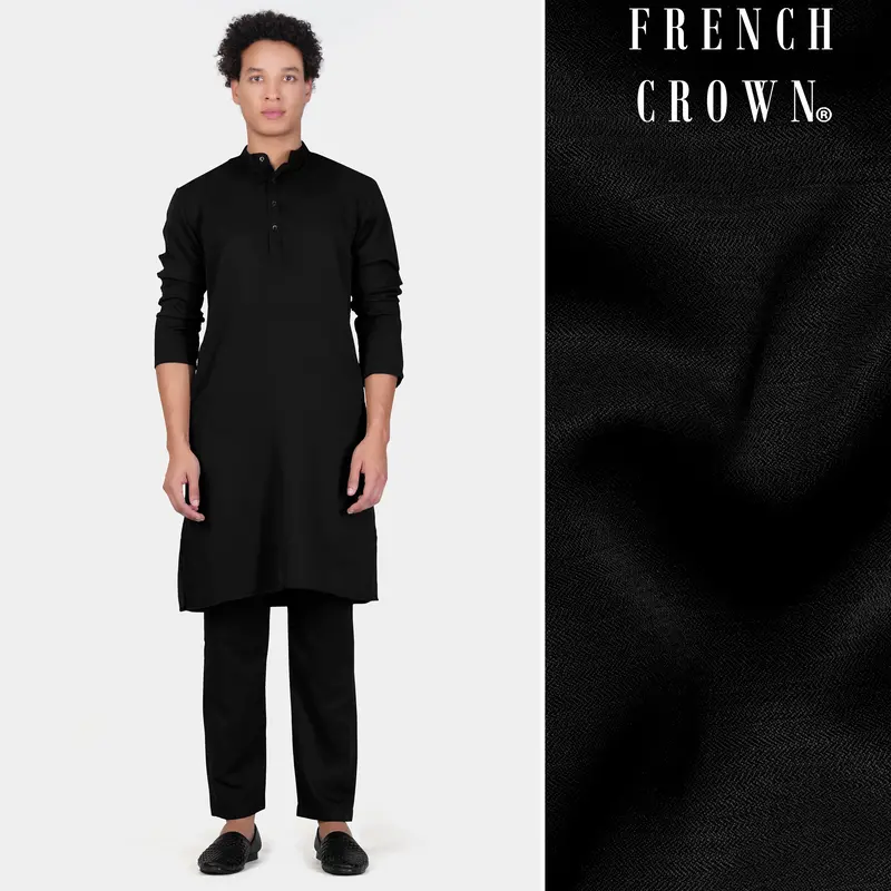 Jade Black Subtle Sheen Viscose Kurta Set 1