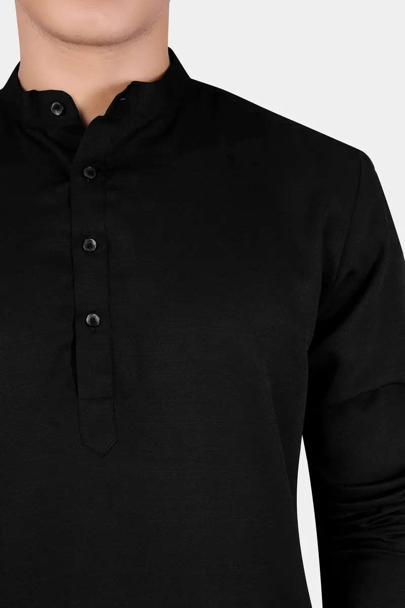 Jade Black Subtle Sheen Viscose Kurta Set 4