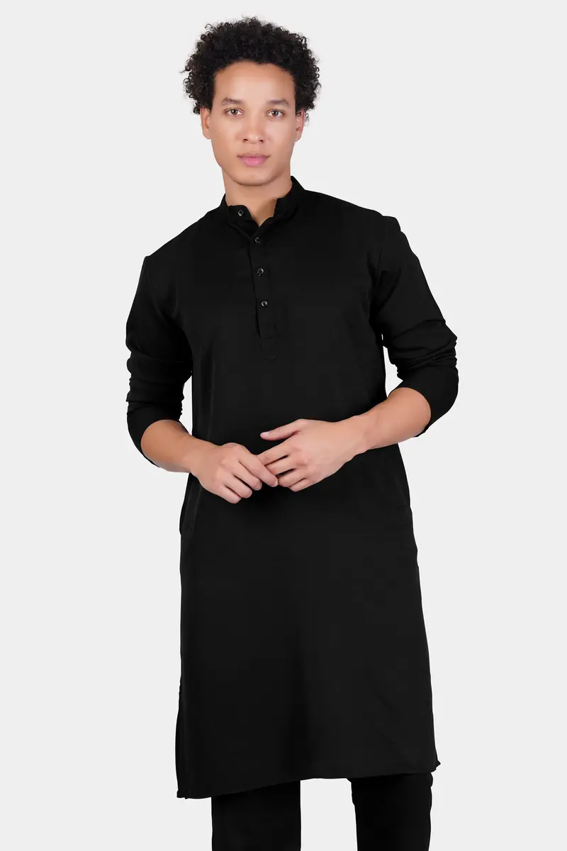 Jade Black Subtle Sheen Viscose Kurta Set 5