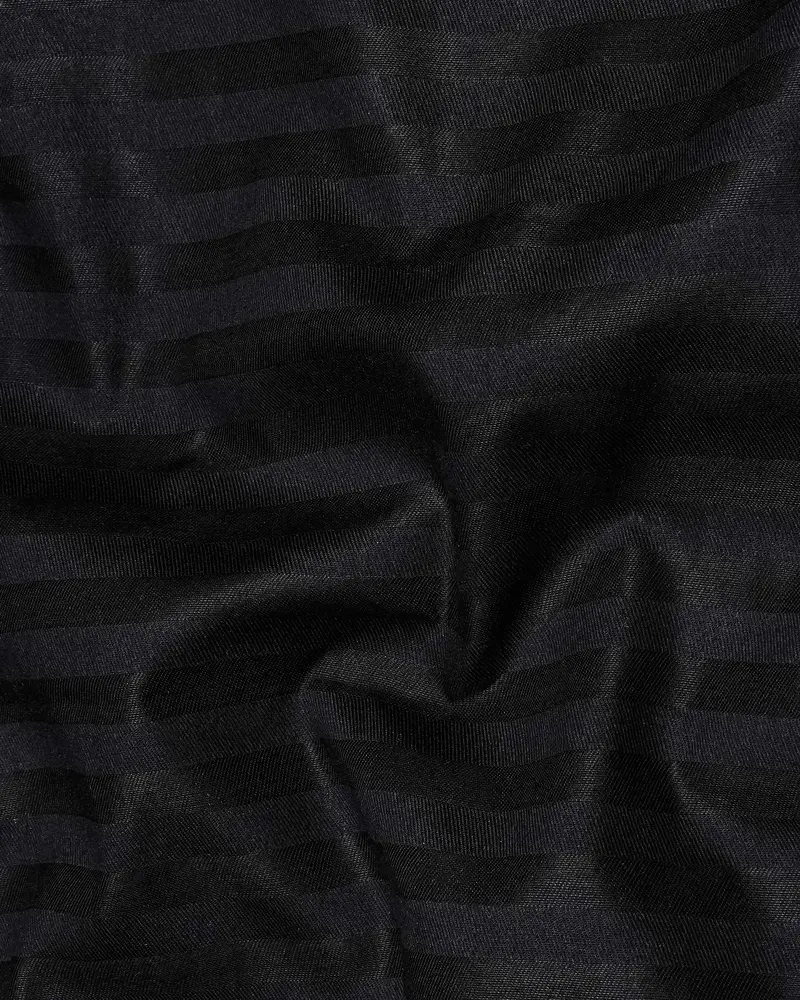 Jade Black Subtle Striped Dobby Textured Premium Giza Cotton Shirt 2
