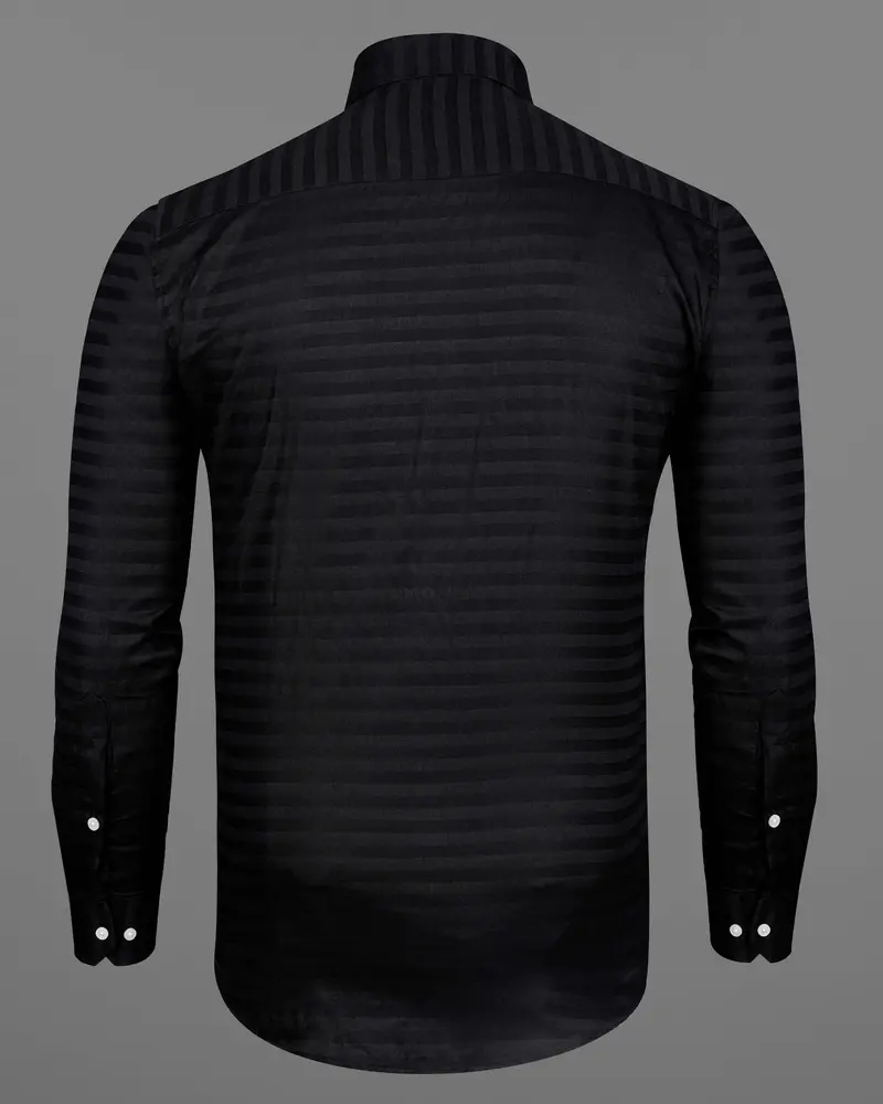 Jade Black Subtle Striped Dobby Textured Premium Giza Cotton Shirt 6