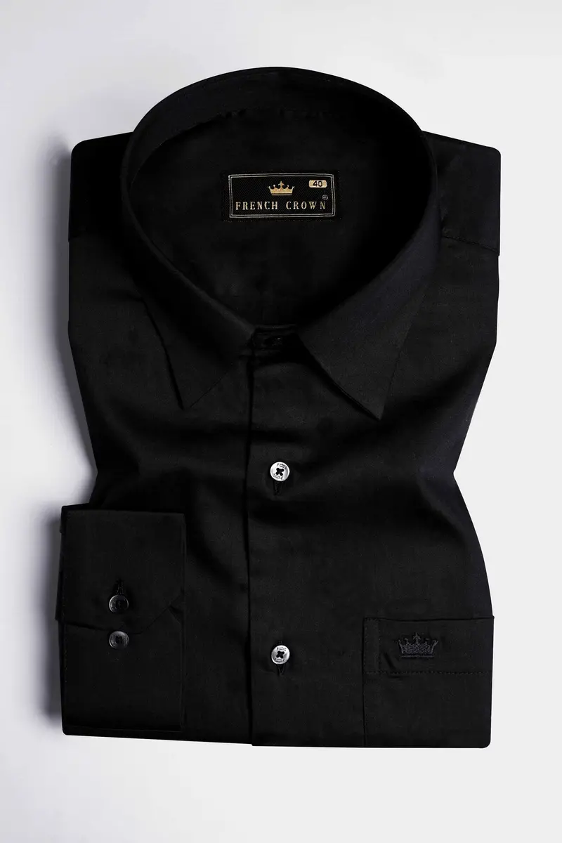 Jade Black Super Soft Premium Concealed Button Cotton Designer Shirt 4