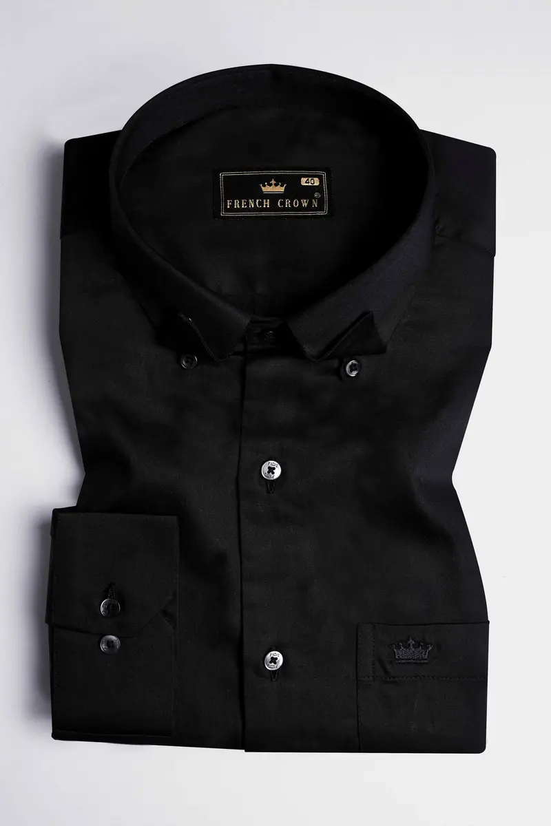 Jade Black Super Soft Premium Concealed Button Cotton Designer Shirt 5