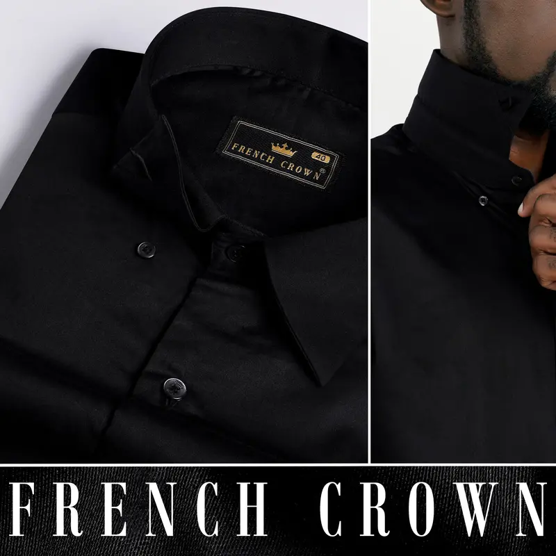 Jade Black Super Soft Premium Concealed Button Cotton Designer Shirt 7