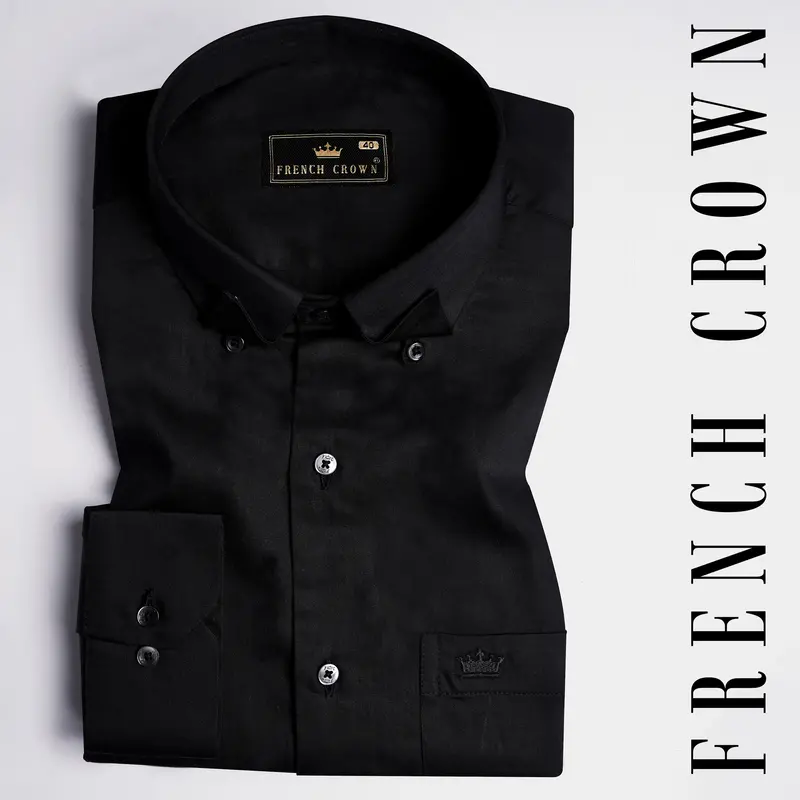 Jade Black Super Soft Premium Concealed Button Cotton Designer Shirt 9