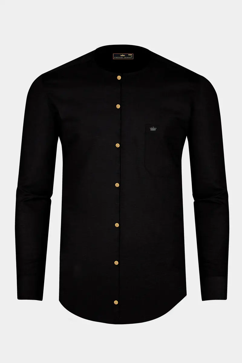 Jade Black Super Soft Premium Cotton Collarless Kurta Shirt 2
